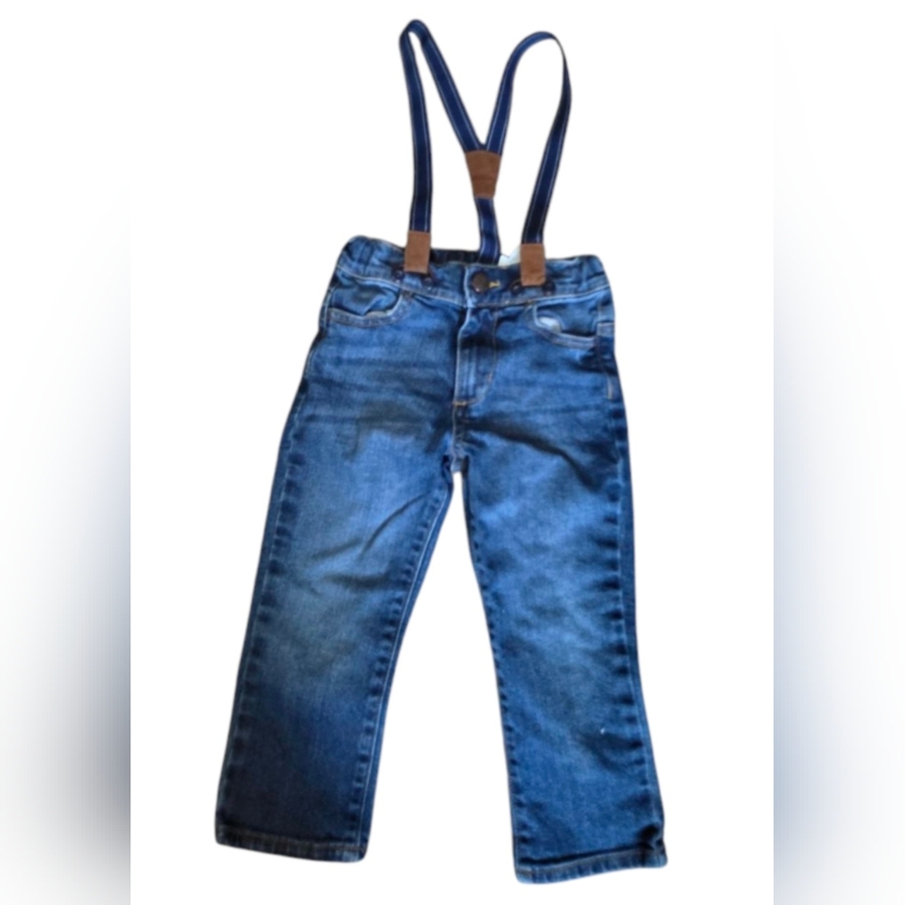 Baby B'gosh Boys Blue Jeans with Removable Suspenders Sz 2T